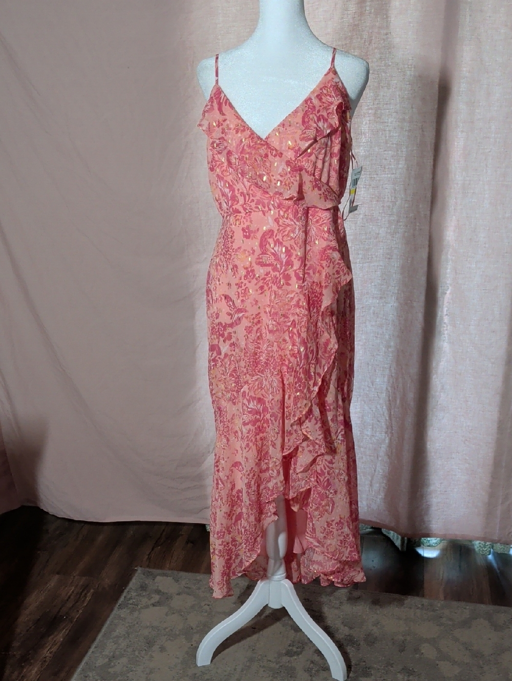 CeCe Coral Pink Spaghetti-Strap Dress